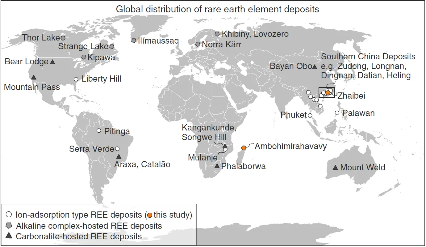 Global distribution of REE deposits